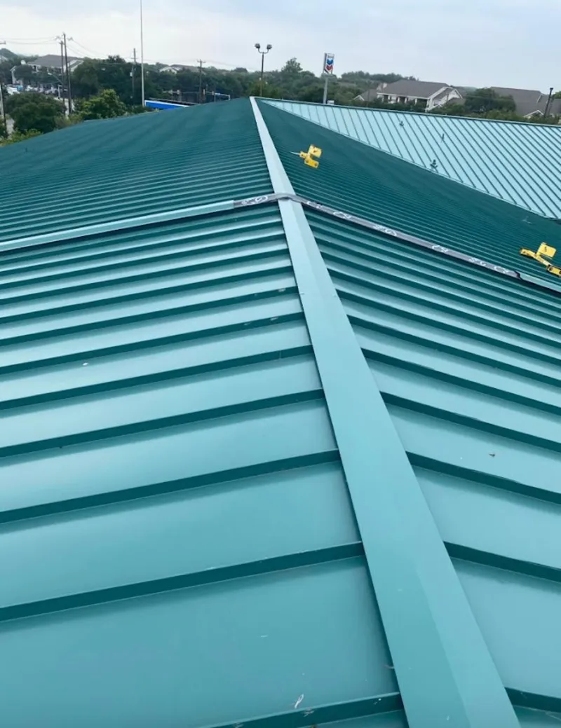 Green commercial metal roof ridge and valley for Metal Roof Repair in Union Mill